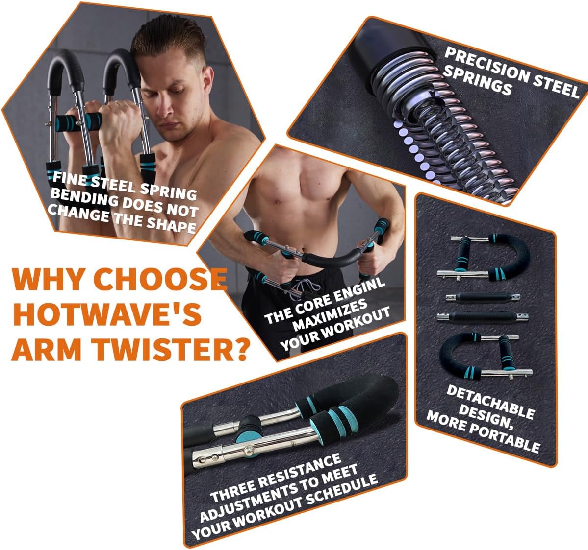 Norvo | Twister Arm Trening Maskin – Justerbar Fjær Treningsstang for Overkropp Styrketrening
