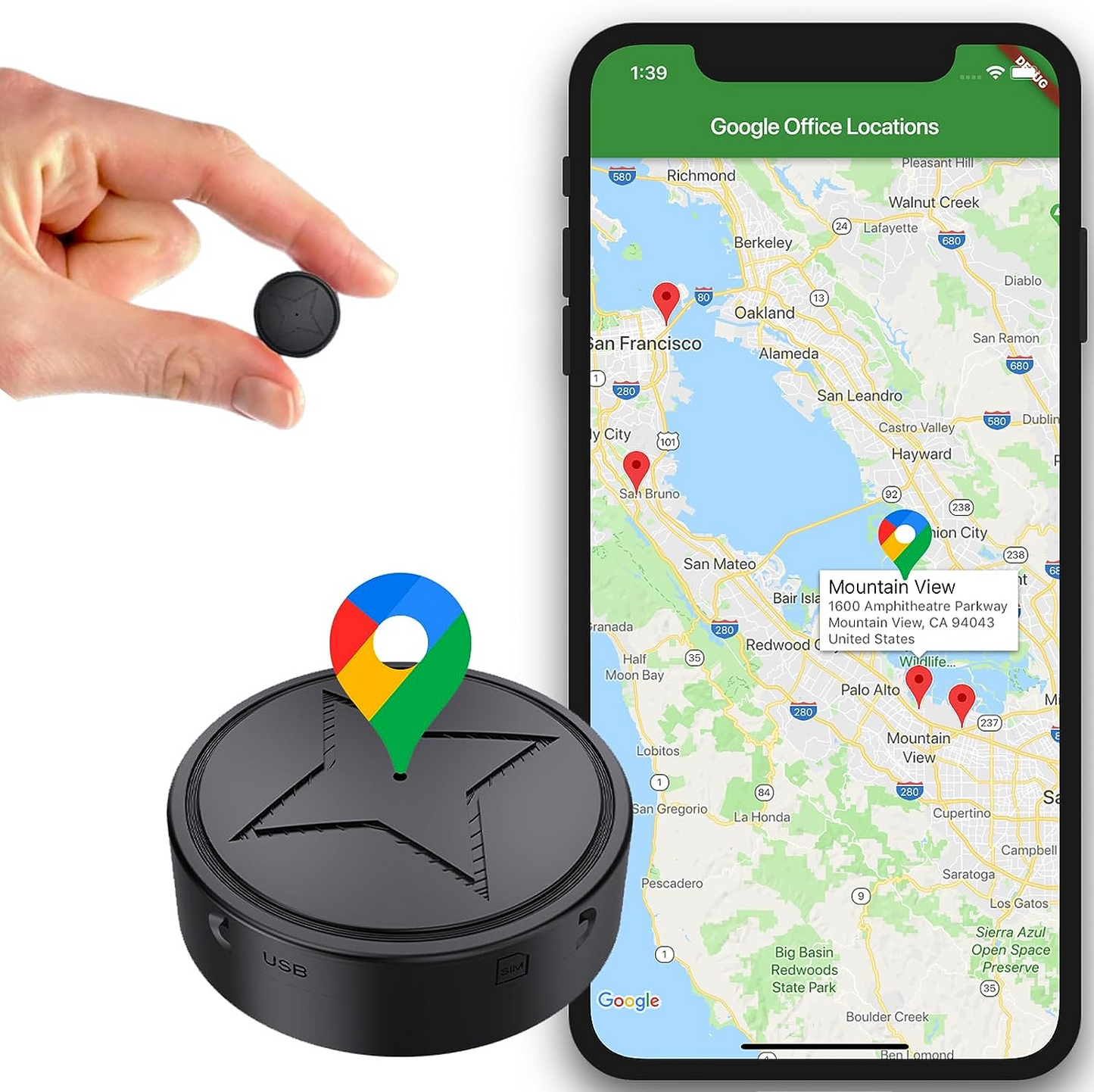 Norvo | Mini Trådløs GPS Tracker med Magnetisk Montering