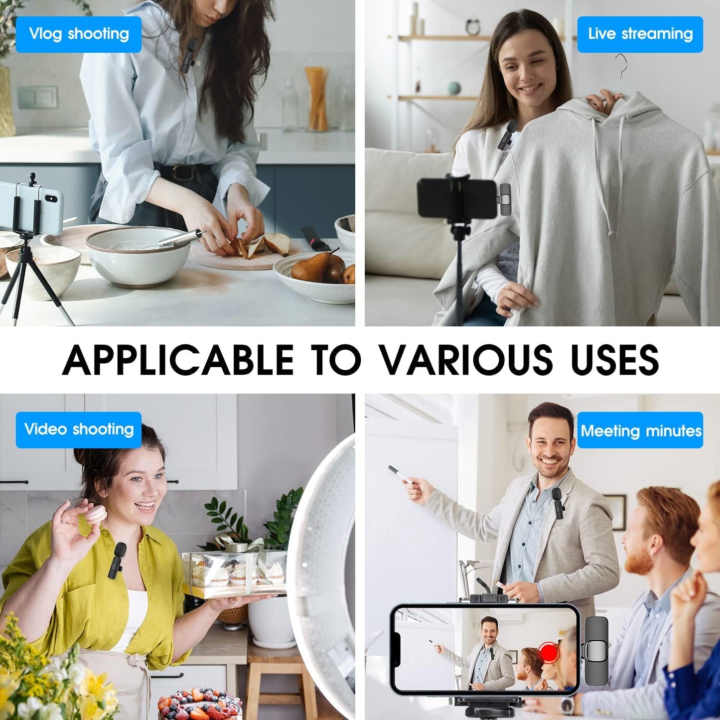2-Pack trådløs mikrofon for iPhone iPad Norvo