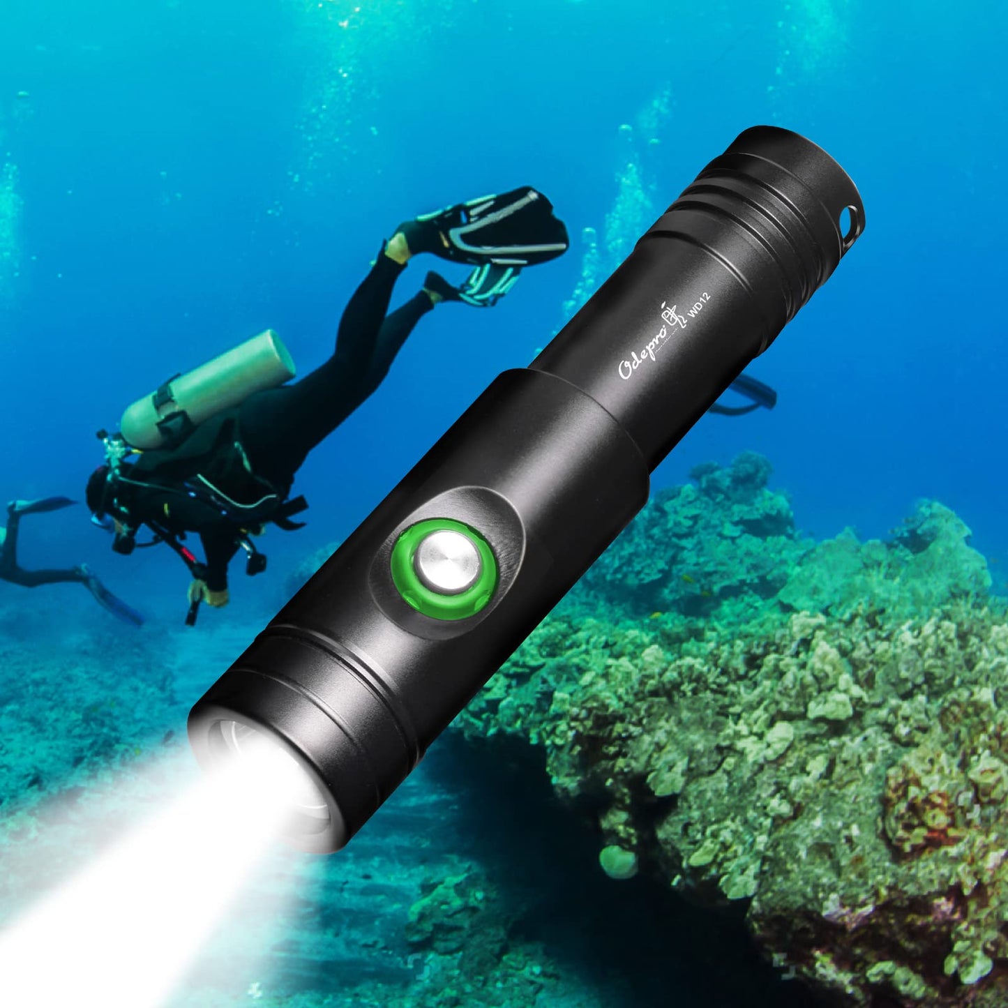 Norvo | Odepro Wd12 Dykkelykt - 980 Lumen Kompakt Scuba Dykk Backup Lys Med 3 Moduser, Ip68 Vanntett Nedsenkbar Lommelykt, Undervann Snorkling Lommelykt Med Trykknapp (Svart)