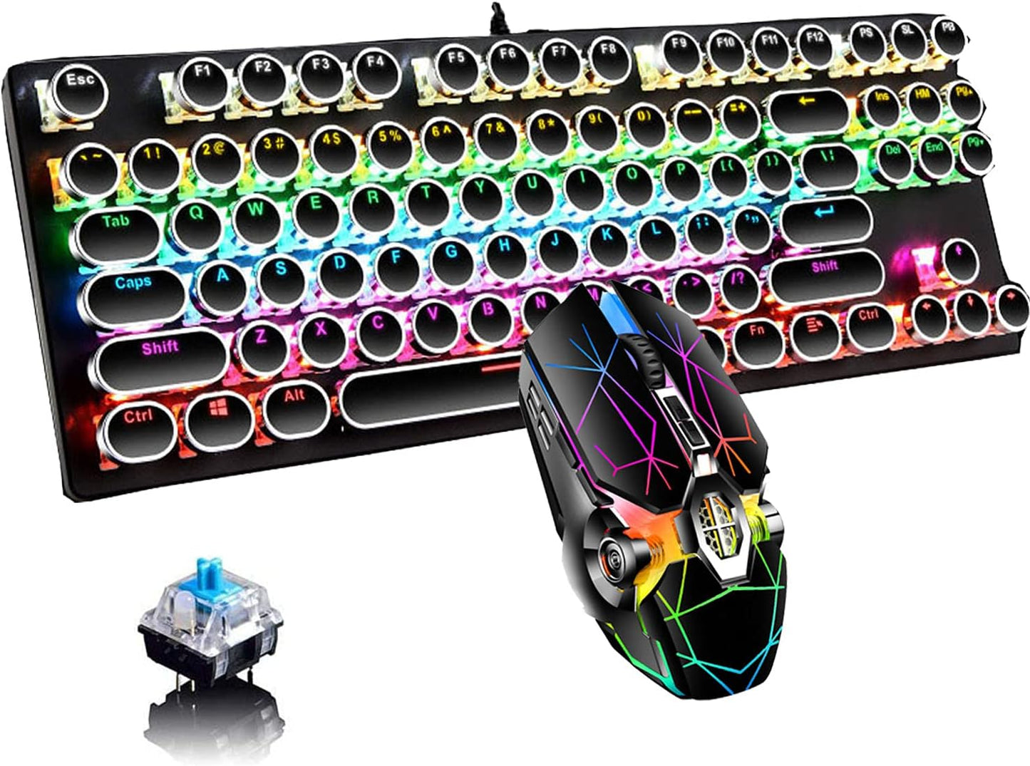 Norvo | 87-Tast Mekanisk Gaming Tastatur RGB Bakgrunnsbelyst Blå Bryter