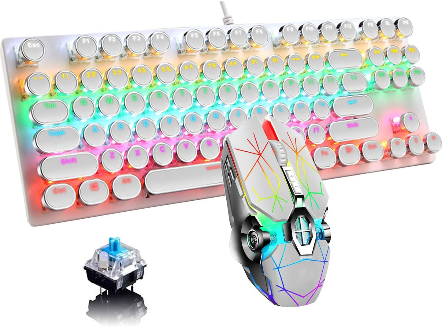 Norvo | 87-Tast Mekanisk Gaming Tastatur RGB Bakgrunnsbelyst Blå Bryter