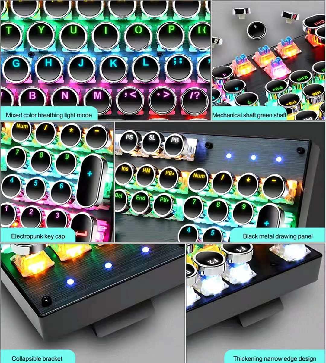 Norvo | 87-Tast Mekanisk Gaming Tastatur RGB Bakgrunnsbelyst Blå Bryter