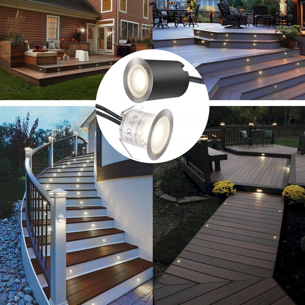 Norvo | Smy Lighting 16-Pakke Innfelt Led Deck Lys, Ip67 Vannavvisende, 4500K Naturlig Hvit, Utendørs Bruk