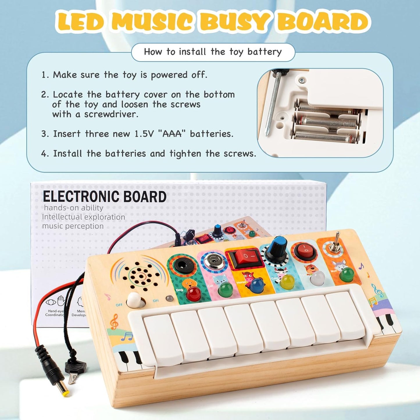 Norvo | Piano Busy Board - Kreativ Musikalsk Opplevelse for Babyer