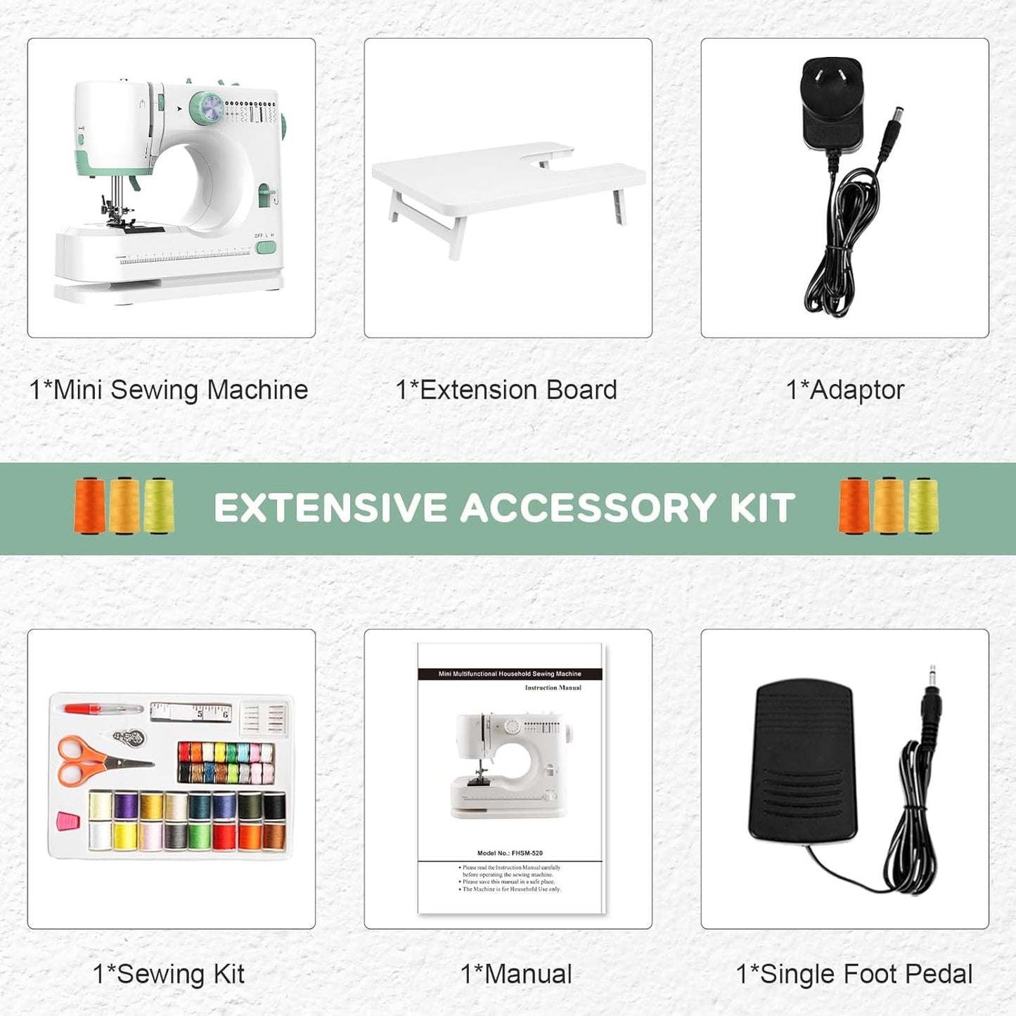 Norvo | Bærbar symaskin med 12 sting og forlengelsesbord – StitchPro