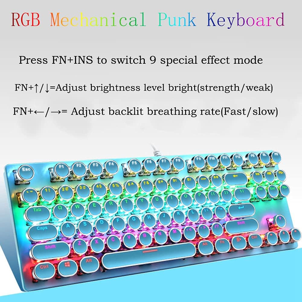 Norvo | 87-Tast Mekanisk Gaming Tastatur RGB Bakgrunnsbelyst Blå Bryter