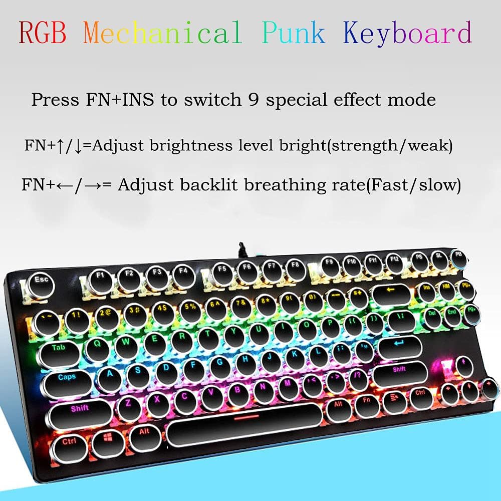 Norvo | 87-Tast Mekanisk Gaming Tastatur RGB Bakgrunnsbelyst Blå Bryter