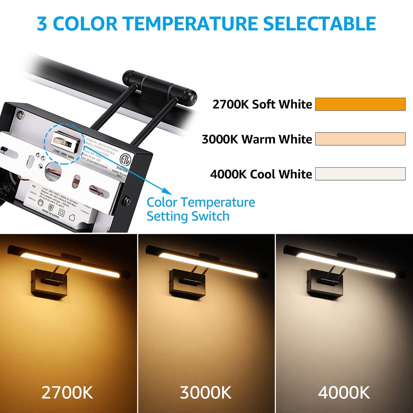 Norvo | Leonlite Dimbar Led Bilderlys, 3Cct, Cri90, Metall, Veggkunst, Svart, Et