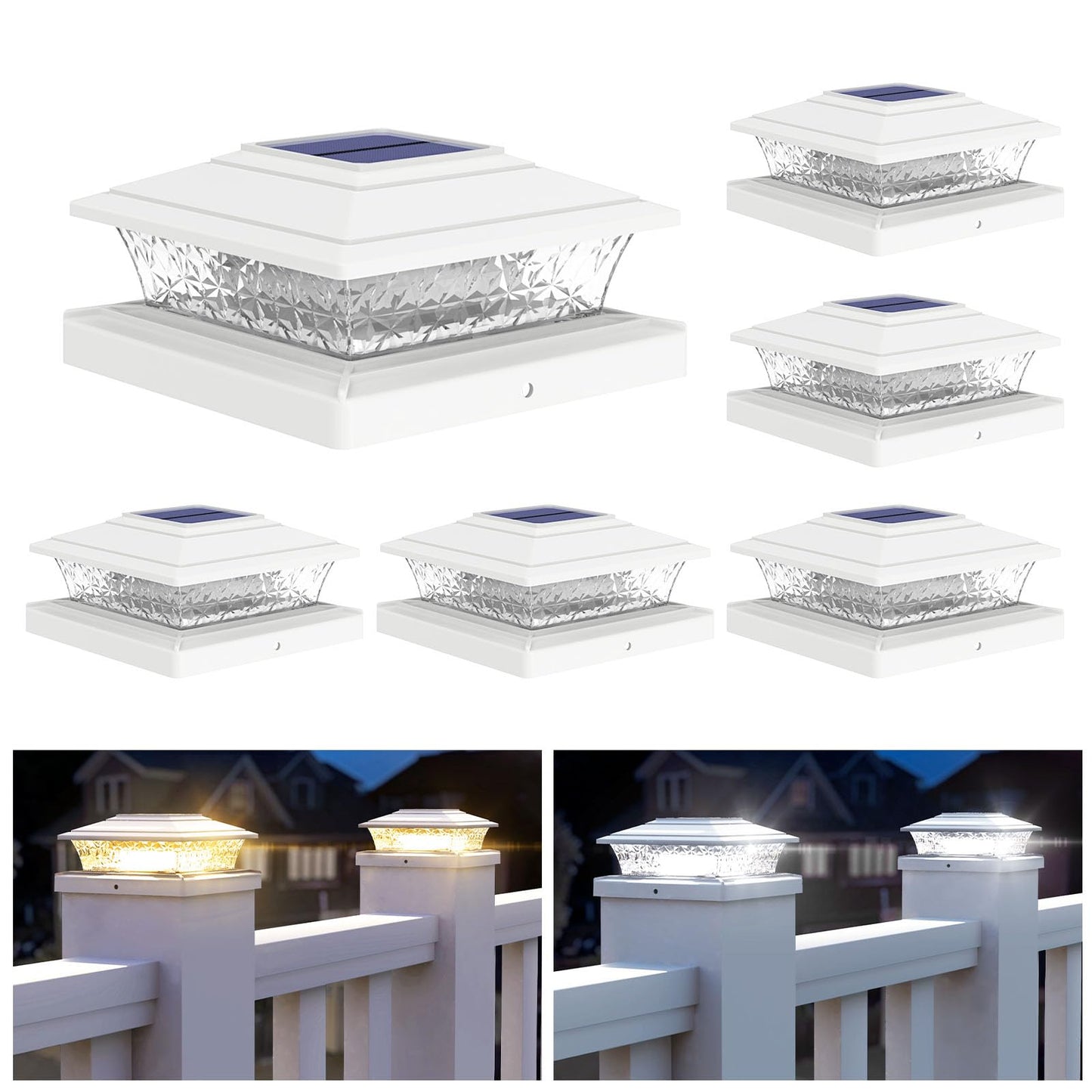 Norvo | Aponuo Solpostlys Utendørs, 2 Belysningsmoduser 16 Leds Solposthette Lys For 4X4 5X5 6X6 Vinyl Trepost Waterproof F