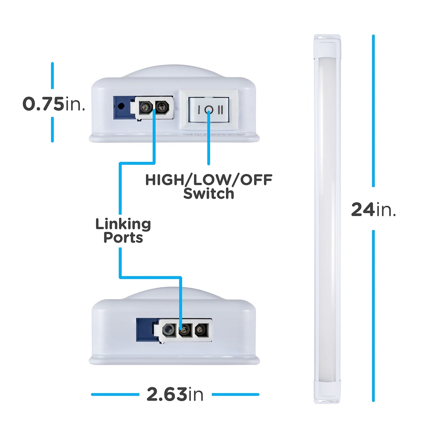 Norvo | Enbrighten 24" Led Under Kabinett Lys, 803 Lumen, 3000K Varm Hvit, Koblingsbar, Plast