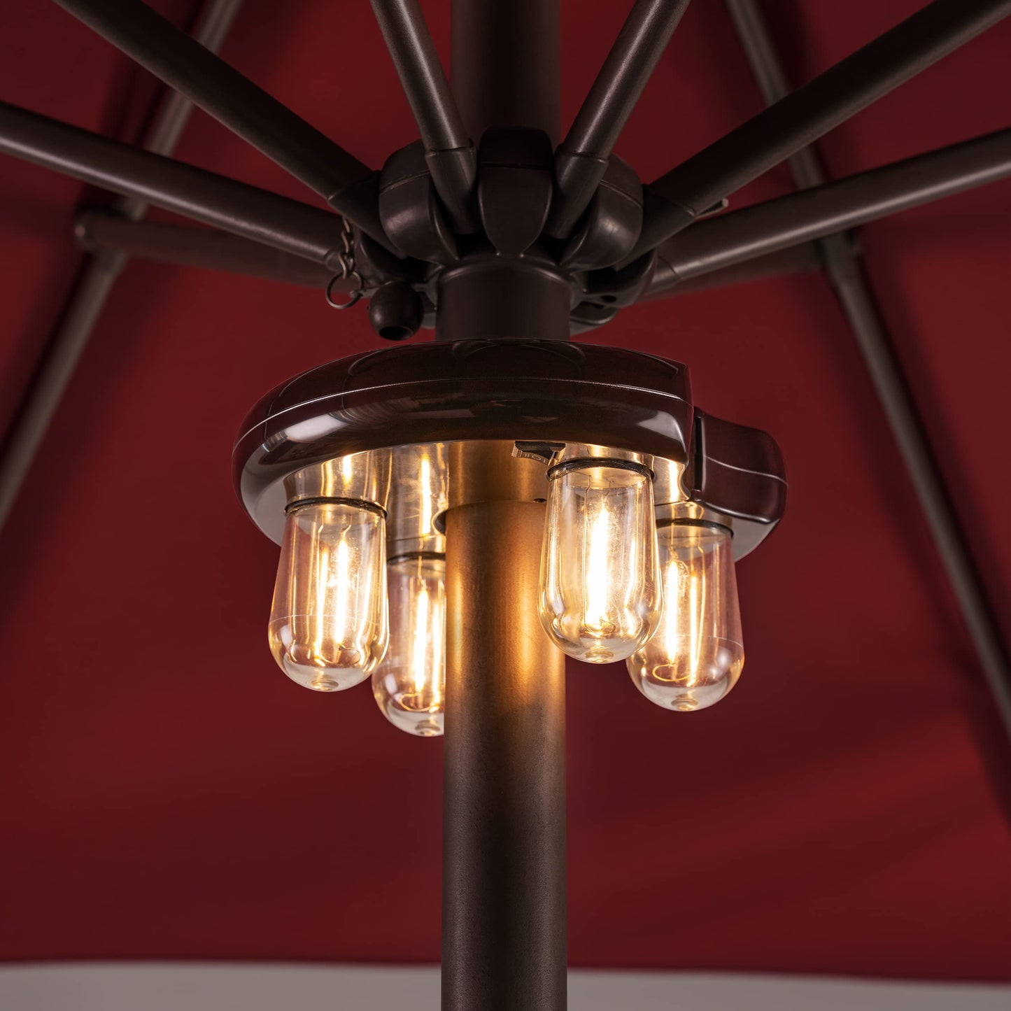 Norvo | Nora·Gave Patio Parasol Lys Med Led Pærer, Batteridrevet, 2 Moduser - Brun