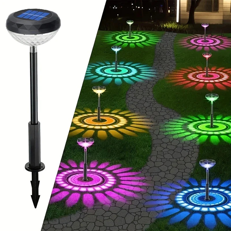 Norvo | Solhage Lampe med Fargeendring – LED Hagebelysning for Utendørs Bruk med Blomster Mønster