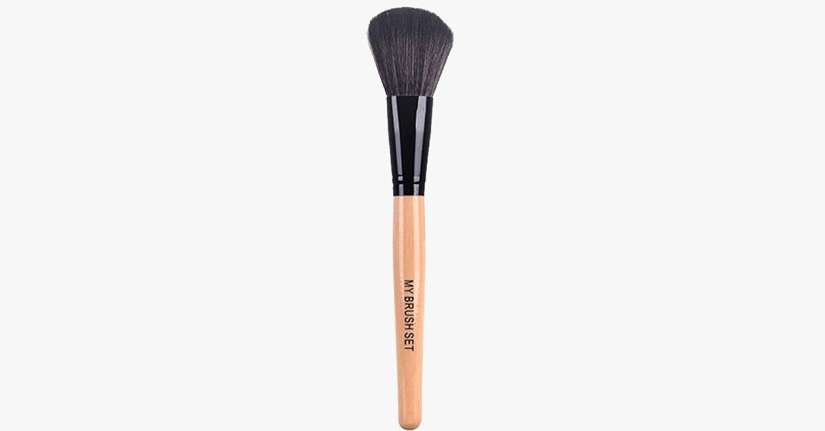 Norvo | Pudder Makeupbørste - Laget av syntetiske fibre - Full og rund form - For løse og pressede pudderprodukter - Perfekt for foundations, rouge og bronzer