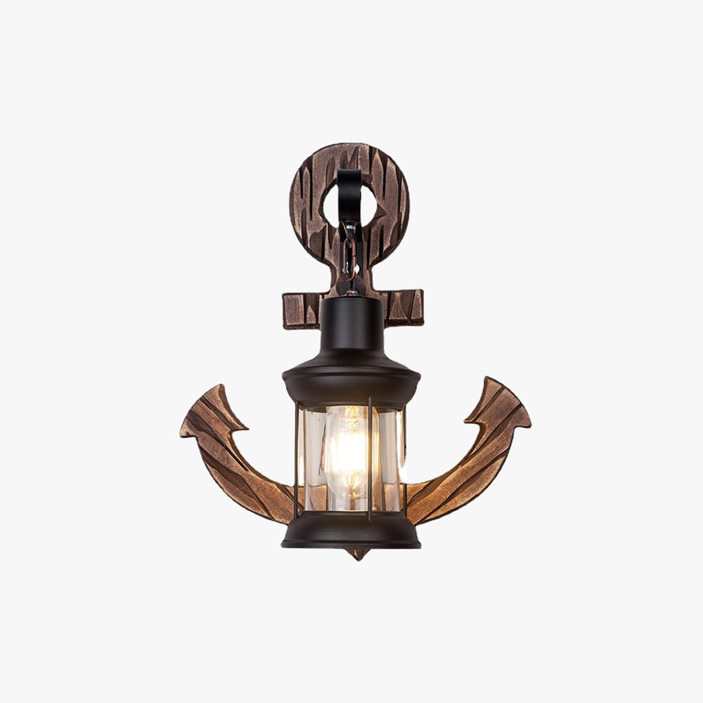 Norvo | Rustikk Tre Anker Vegglampe med Lantern