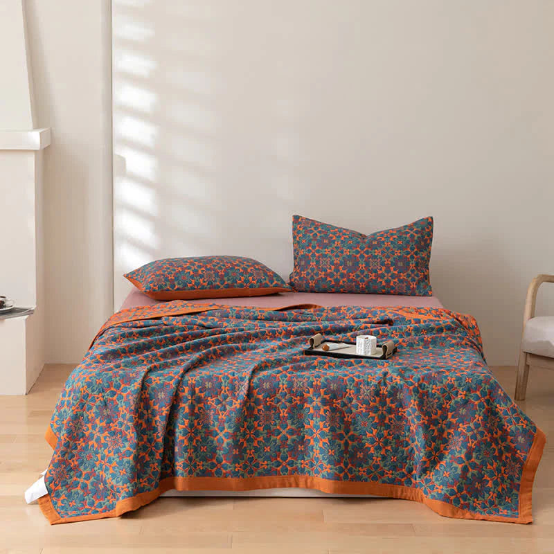 & Blå Mønster Seks-lags Bomull Quilt - TerraLoom