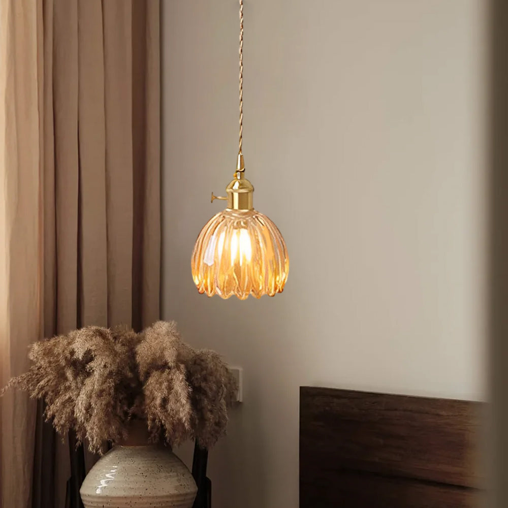 Norvo | Vintage blomsterformet krystallpendellampe - Belysning til stue og spisestue i retro-stil