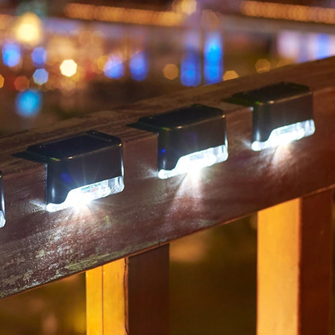 Norvo | Selvklebende sol ute lys - Vanntette veggmonterte LED trinnlamper for hager, terrasser og gangveier