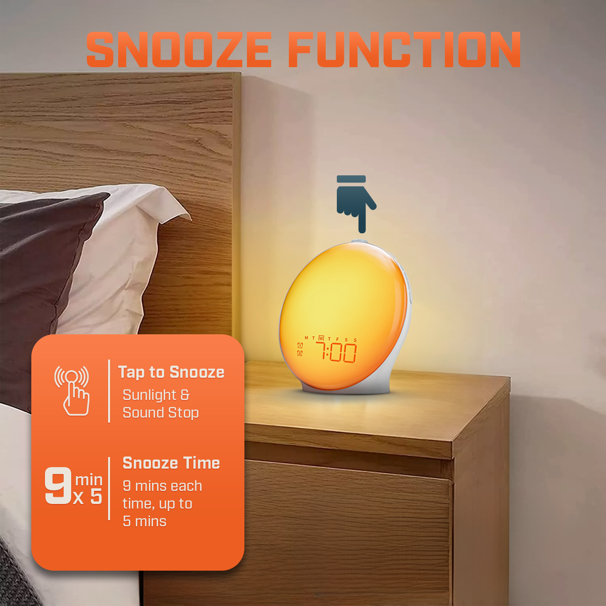 Norvo | Wake-Up Sun Lampe Vekkerklokke | Gradvis Soloppgang Glød & Tilpassbare Lyder for Milde Morgener