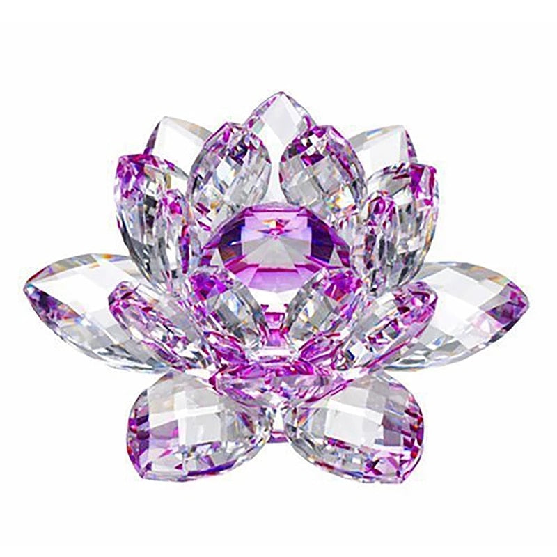 Norvo | 80Mm Kvarts Krystaller Lotusblomst Håndverk Glass Fengshui Ornamenter Helbredende Krystaller Hjem Fest Wicca Dekorasjon Yoga Gaver Suvenir
