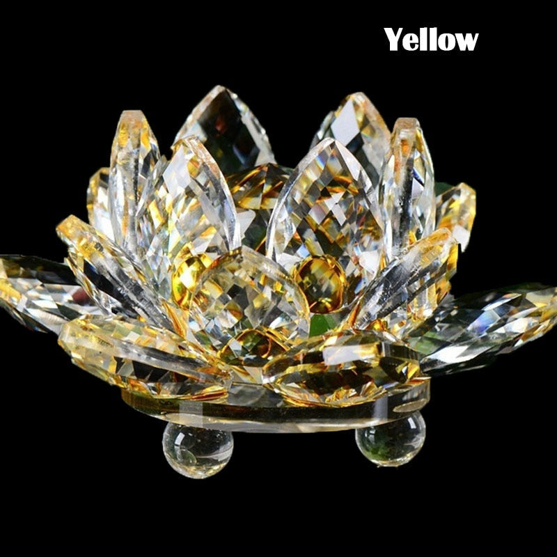 Norvo | 80Mm Kvarts Krystaller Lotusblomst Håndverk Glass Fengshui Ornamenter Helbredende Krystaller Hjem Fest Wicca Dekorasjon Yoga Gaver Suvenir