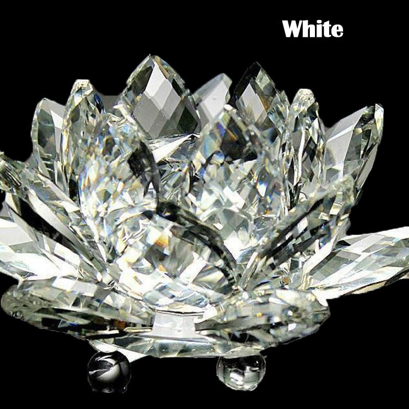 Norvo | 80Mm Kvarts Krystaller Lotusblomst Håndverk Glass Fengshui Ornamenter Helbredende Krystaller Hjem Fest Wicca Dekorasjon Yoga Gaver Suvenir
