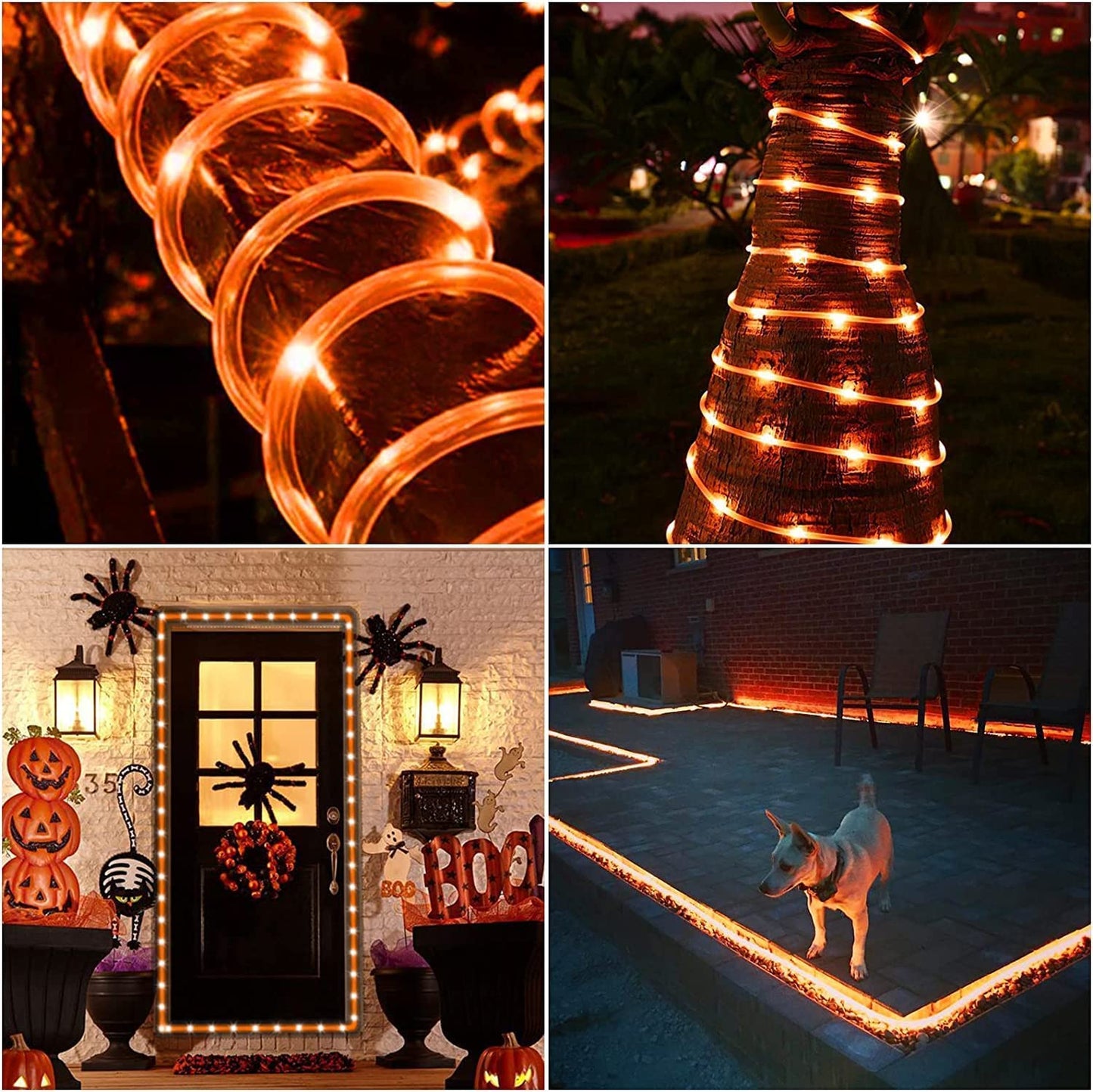 Norvo | Qitong 33Ft Orange Solseil Lys, 100 Leds, Vanntett, 8 Moduser For Utendørs Bruk