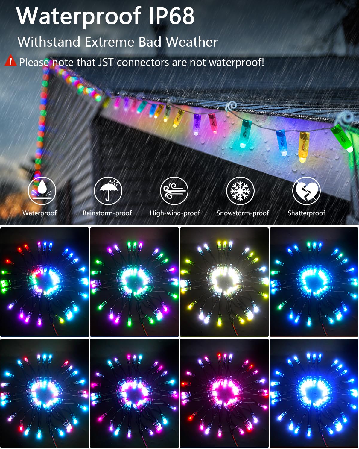 Norvo | Alitove 50Pcs Dc 12V Rgb Ws2811 Adresserbare Led Pixler Modul Ip68 Vanntett 12Mm