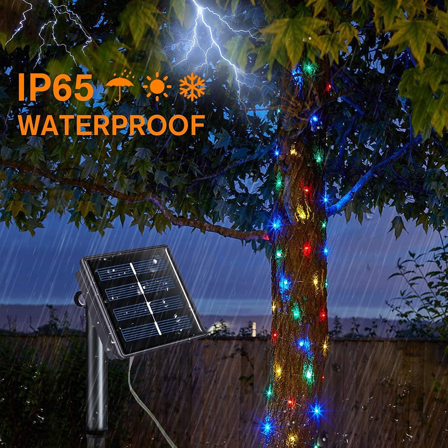 Norvo | Qitong 4 Pakke Solcelle Fe Lys 400 Led Flerfarget Utendørs Vanntett Lyslenke