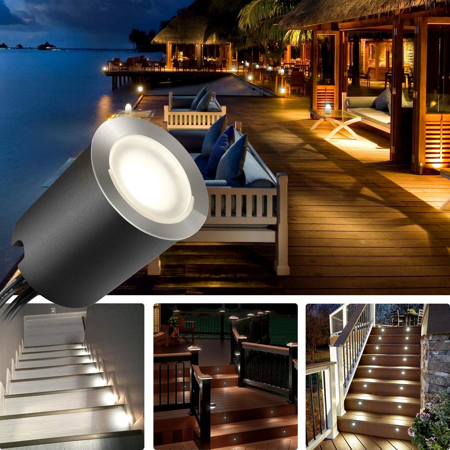 Norvo | Smy Lighting 16-Pakke Innfelt Led Deck Lys, Ip67 Vannavvisende, 4500K Naturlig Hvit, Utendørs Bruk