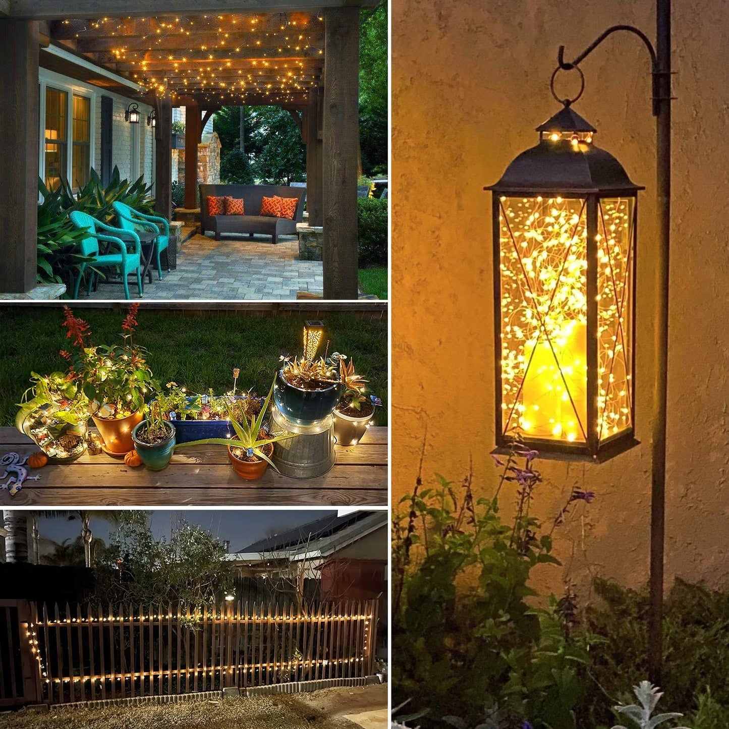 Norvo | Qitong 4 Pakke Varm Hvit Solcelle Fe Lys, 33Ft 100 Led Vanntett Lyskede