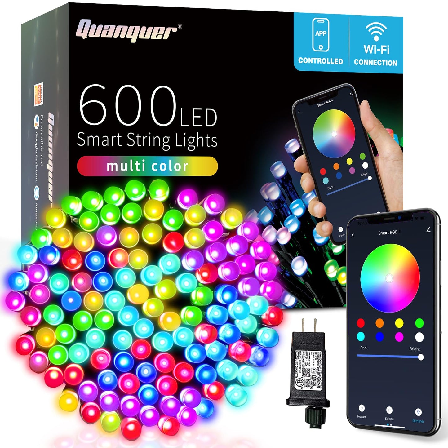 Norvo | Quanquer 196Ft Smarte Julelys, 600 Rgb Leds, Wifi App Kontroll, Fungerer Med Alexa & Google