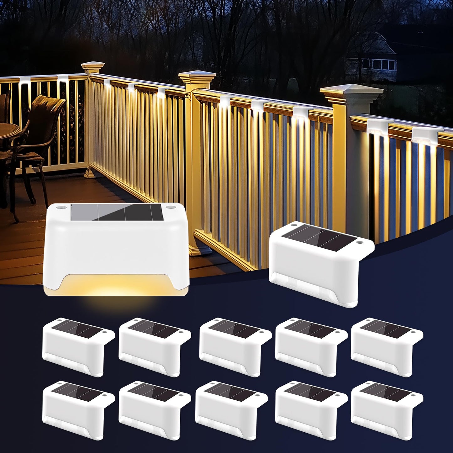 Norvo | Patiowin Solcelle Hekklys Utendørs, Solcelle Trinnlys Vanntett Led Lys For Utendørs Deck, Trappert, Hekk, Patio, Hage, Veranda Og