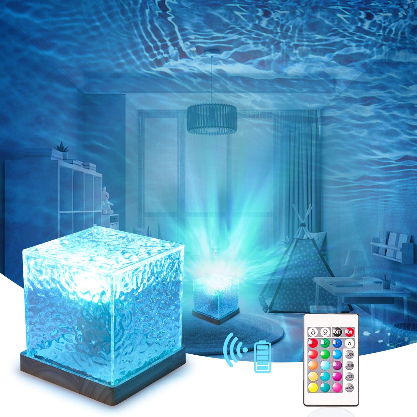 Norvo | Richmyc Northern Lights Ocean Wave Projector Light, 16 Farger Gradvis Roterende Flamme Vann Ripple Lampe, Aurora Nattlys Med