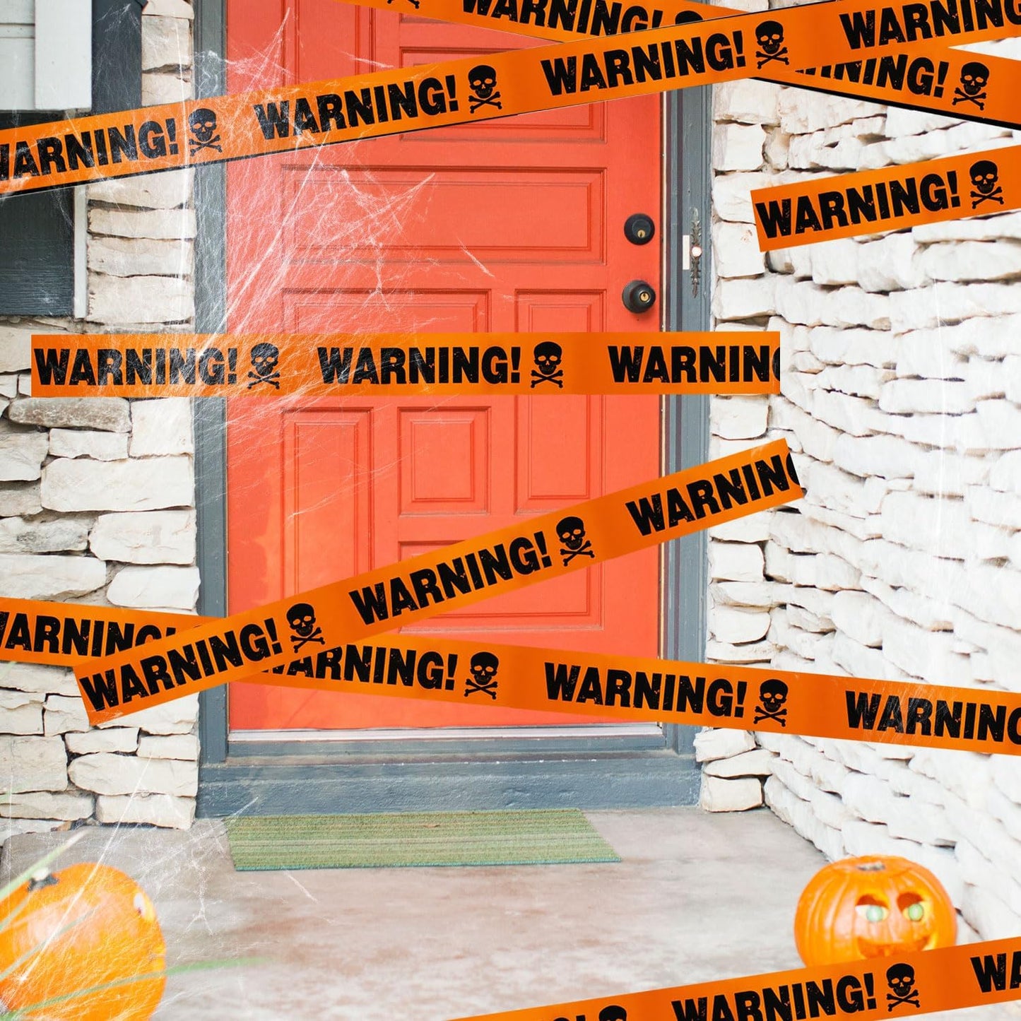 Norvo | Halloween Warning Tape Plastisk Skalle Banner