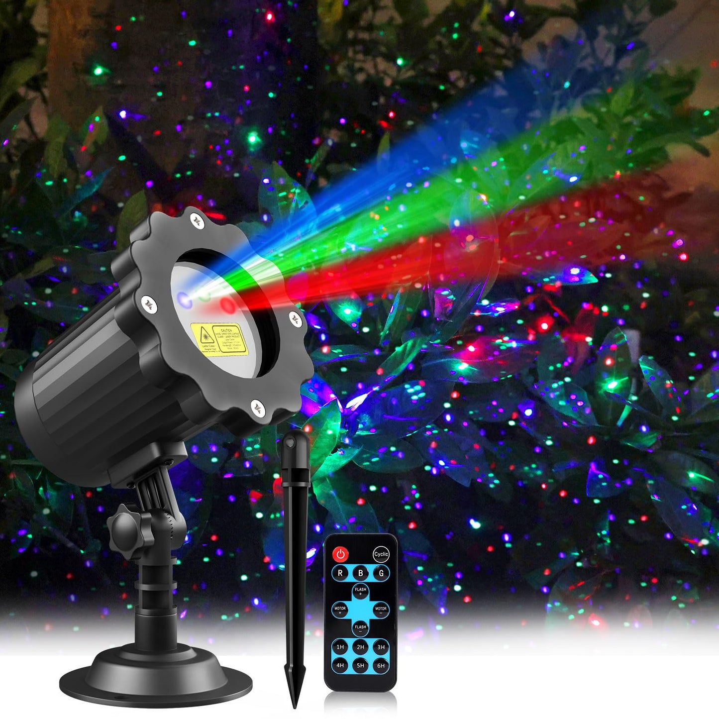 Norvo | Vanntett Firefly Laser Prosjektor Lys Utendørs, 12 Effekt Bevegelige Rgb Lys Show Laserprojeksjon Med Rf Fjernkontroll Og Timer For