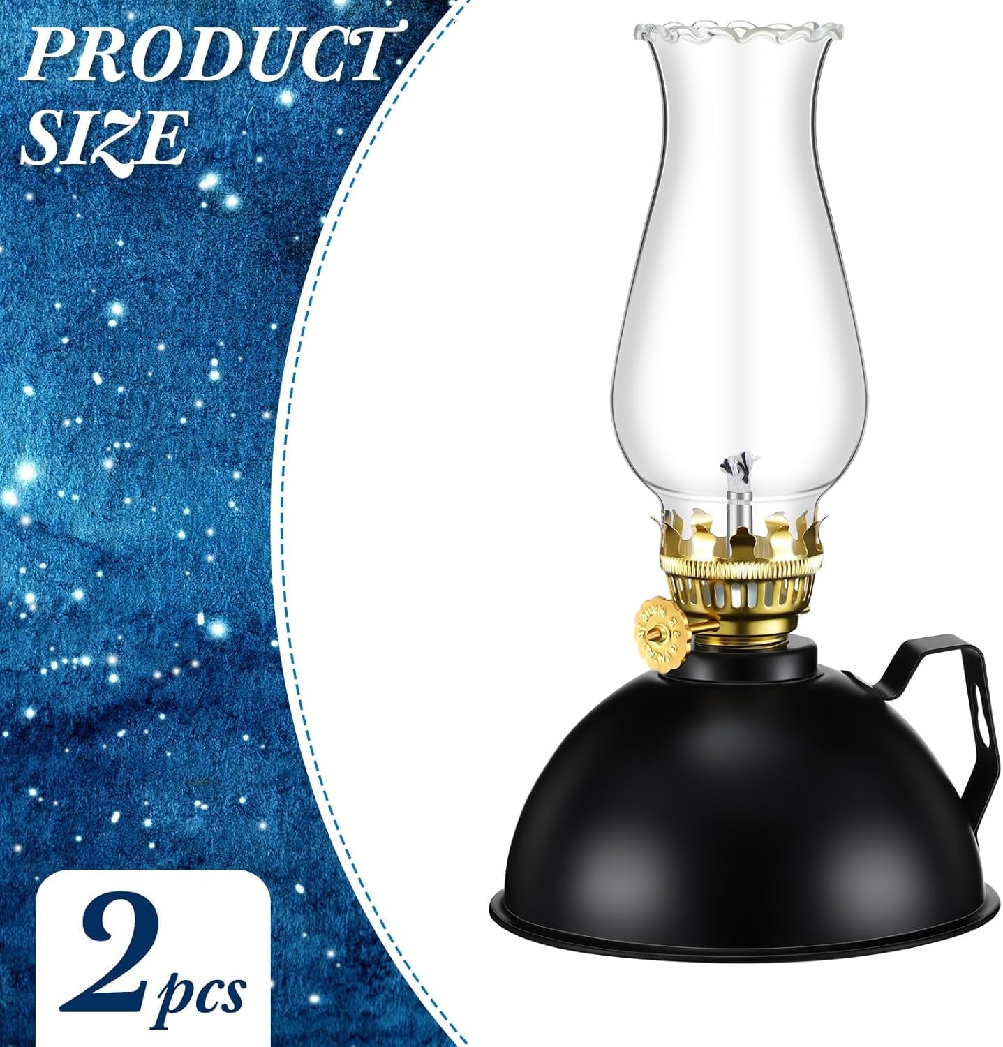 Norvo | Vintage-stil Glass & Metall Oljelamper Sett med 2 – Ardin