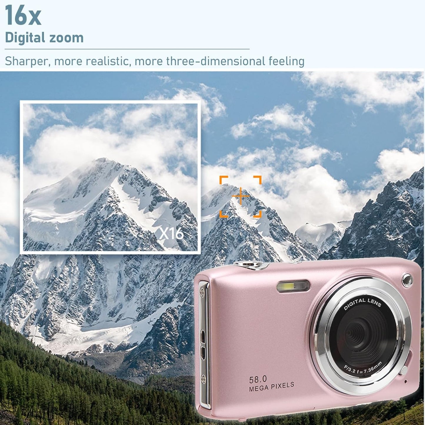 Norvo | 4K Kompakt Digitalkamera med 58MP Bilder og 16X Zoom – Lumora