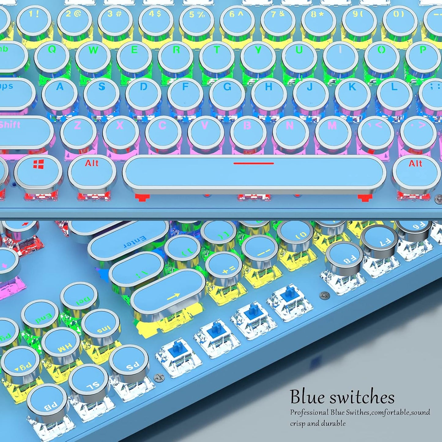 Norvo | 87-Tast Mekanisk Gaming Tastatur RGB Bakgrunnsbelyst Blå Bryter