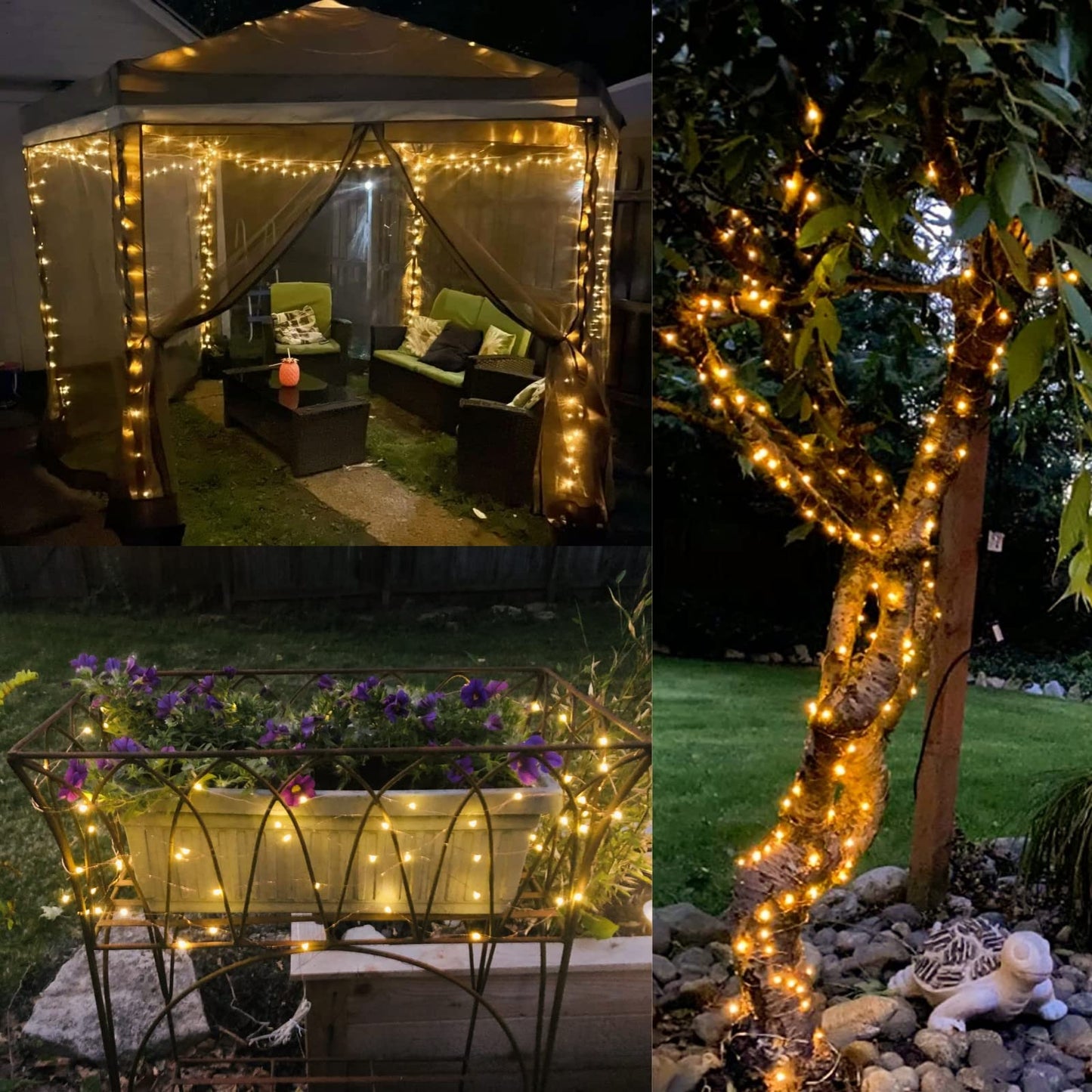 Norvo | Qitong 4 Pakke Varm Hvit Solcelle Fe Lys, 33Ft 100 Led Vanntett Lyskede