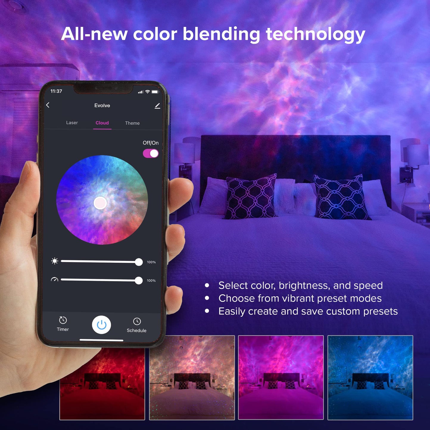 Norvo | Blisslights Sky Lite Evolve - Wifi Galaxy-projektor for meditasjon, spilling og hjemmeflerbrukersystem