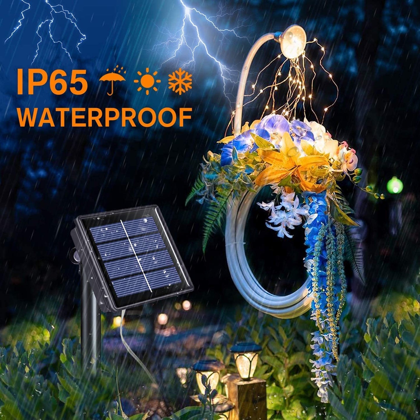 Norvo | Qitong 4 Pakke Varm Hvit Solcelle Fe Lys, 33Ft 100 Led Vanntett Lyskede