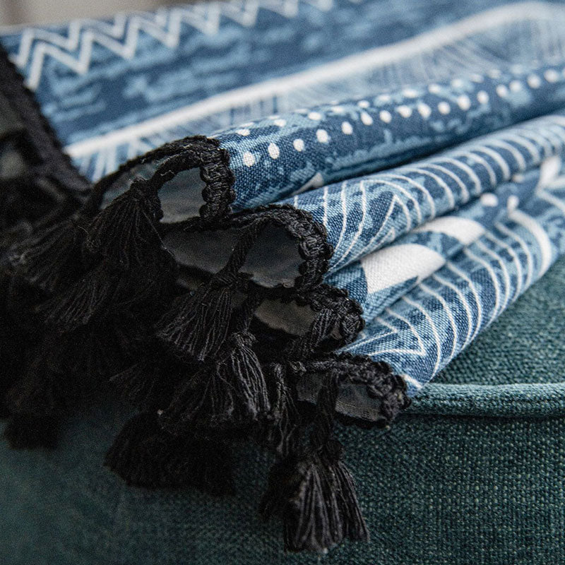 Norvo | Blå geometrisk mønster lysfiltrerende gardin