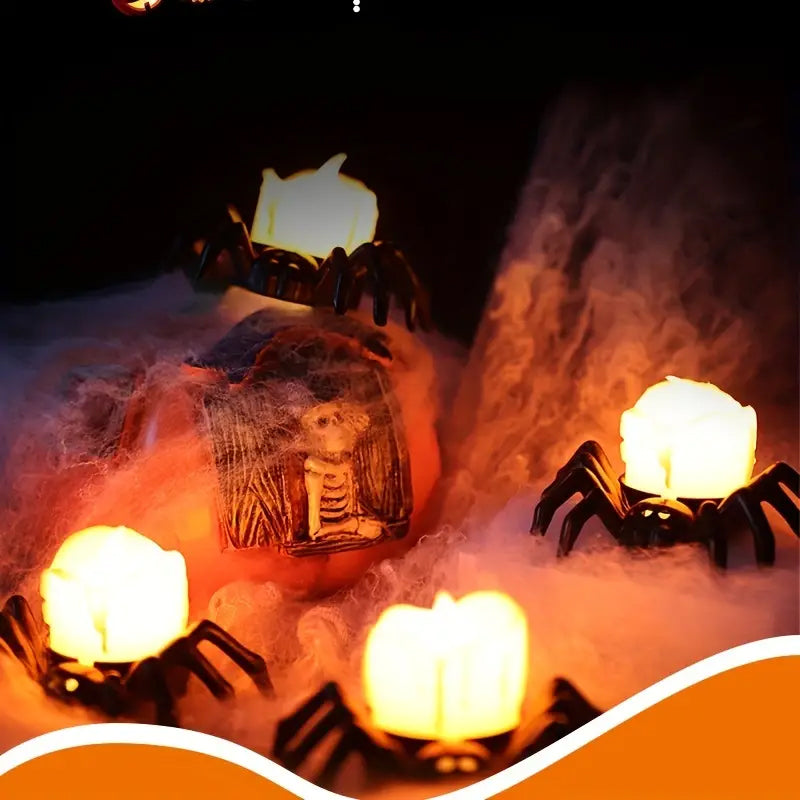 Norvo | ️Halloween Edderkopp Te-lys Spooky Elektrisk Flakkende Kunstige Lys