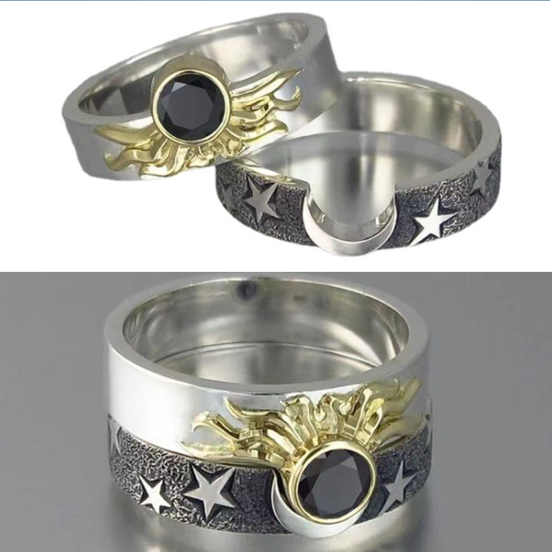 Norvo | Vintage Stjerne Måne Sol Ring Sett