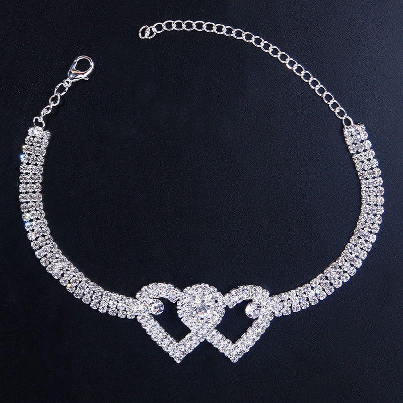 Norvo | Double Love Heart Rhinestone Anklet