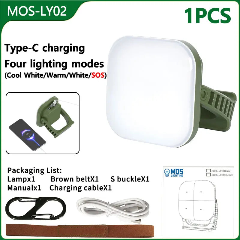 Norvo | 80W LED Sol-Oppladbar Campinglampe med Magnet og Zoomfunksjon