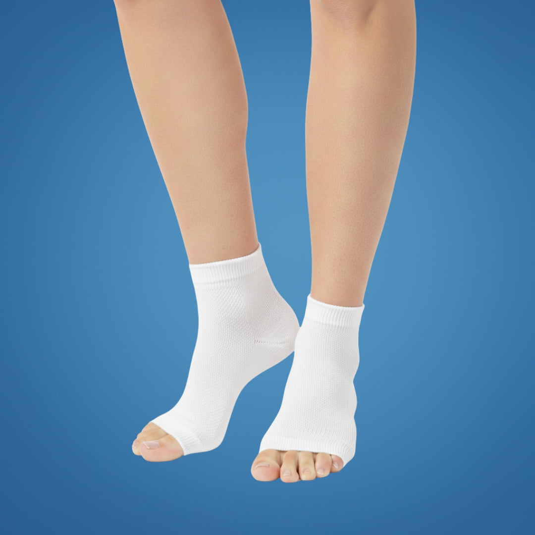 Fuktighetsgivende gelfôr – Polstret åpen tå – Myker sprekker i hælene over natten – For fotlindring Comfort Norvo