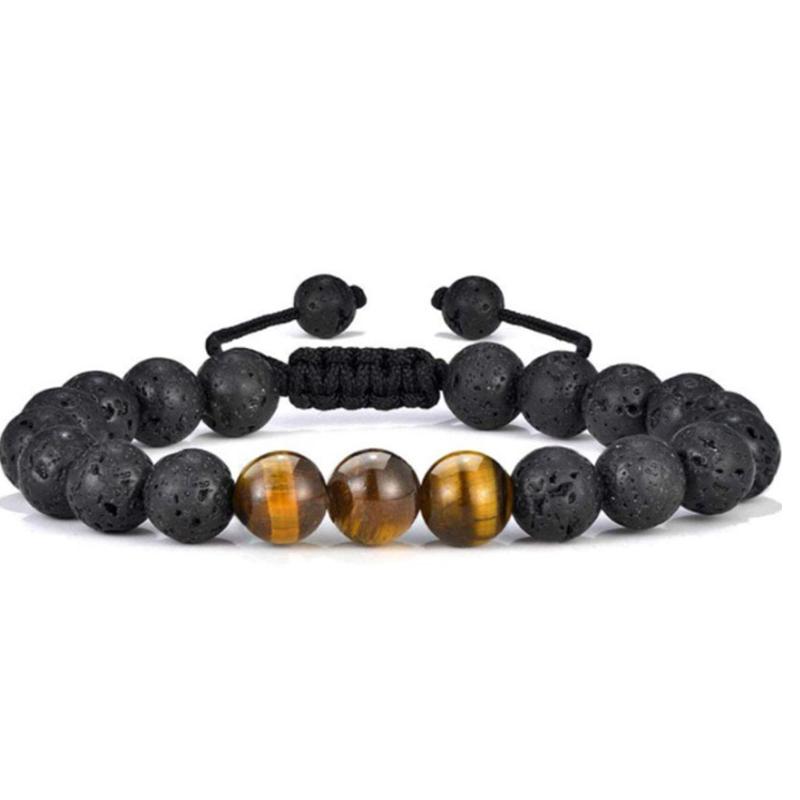 Norvo | Tiger Eye Lava Rock Stone Armbånd