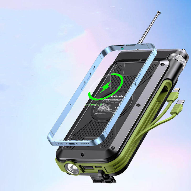 Norvo | 20000mAh Solcelle Power Bank Med Innebygd Kabel